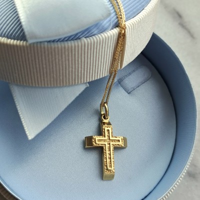Χρυσός βαπτιστικός σταυρός Κ14 με αλυσίδα