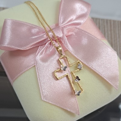 Χρυσός βαπτιστικός σταυρός Κ14 με αλυσίδα