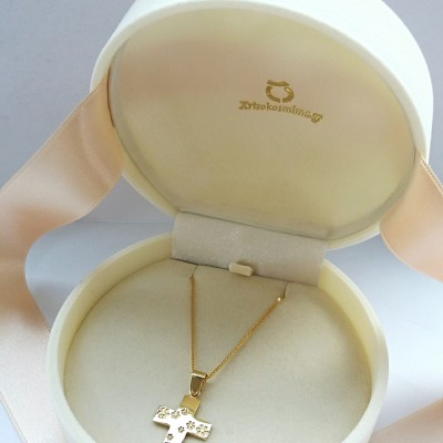 Χρυσός βαπτιστικός σταυρός Κ14 με αλυσίδα