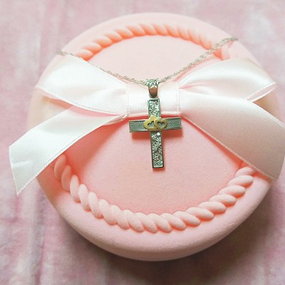 Λευκόχρυσος σταυρός Κ14 με αλυσίδα