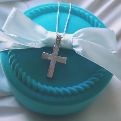 Λευκόχρυσος σταυρός Κ14 με αλυσίδα