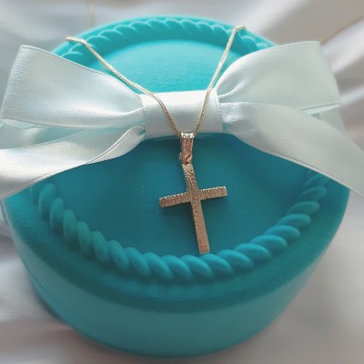 Χρυσός σταυρός Κ14 με αλυσίδα