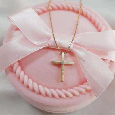 Χρυσός σταυρός Κ14 με αλυσίδα