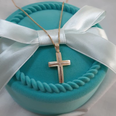 Χρυσός σταυρός Κ14 με αλυσίδα