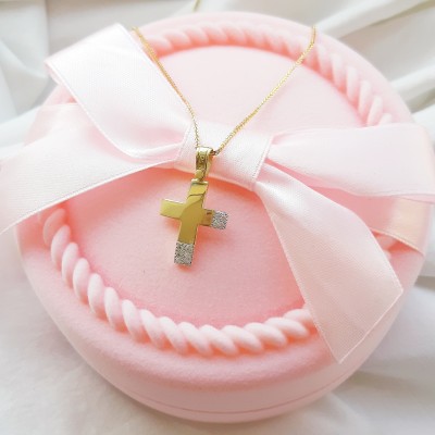 Χρυσός σταυρός Κ14 με αλυσίδα