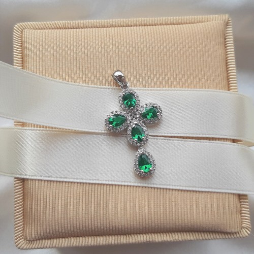 Λευκόχρυσος σταυρός Κ14 με αλυσίδα