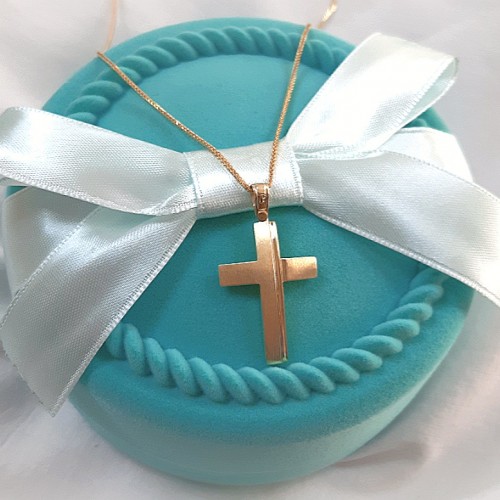 Χρυσός σταυρός Κ14 με αλυσίδα