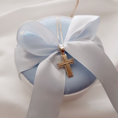 Χρυσός βαπτιστικός σταυρός Κ14 με αλυσίδα