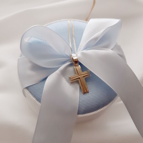 Χρυσός βαπτιστικός σταυρός Κ14 με αλυσίδα