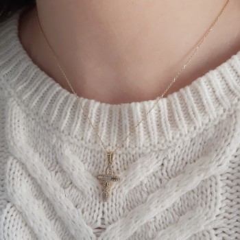 Χρυσός σταυρός Κ14 με αλυσίδα