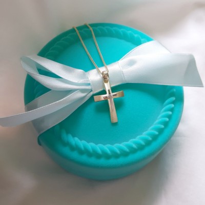 Χρυσός δίχρωμος ανδρικός σταυρός Κ14 με αλυσίδα