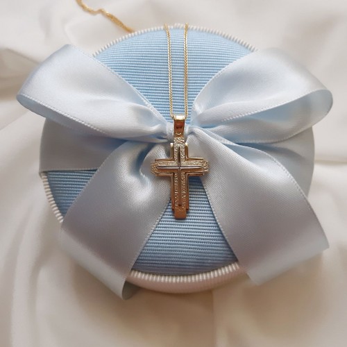 Χρυσός βαπτιστικός σταυρός Κ14 με αλυσίδα