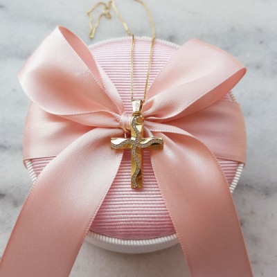 Χρυσός βαπτιστικός σταυρός Κ14 με αλυσίδα