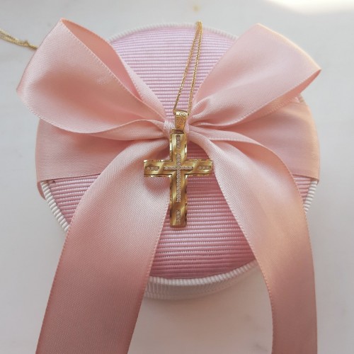 Χρυσός βαπτιστικός σταυρός Κ14 με αλυσίδα