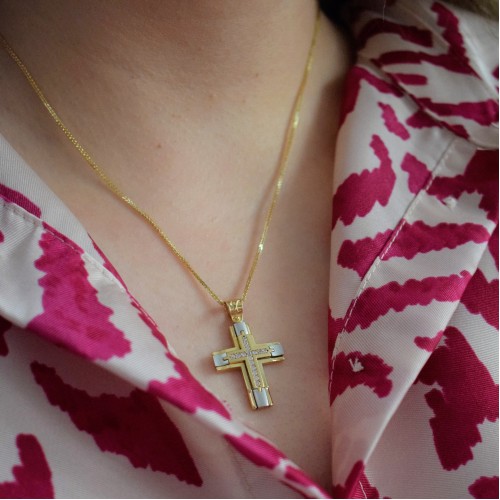 Χρυσός βαπτιστικός σταυρός Κ14 με αλυσίδα