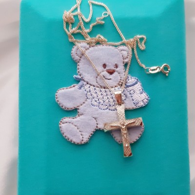 Χρυσός βαπτιστικός σταυρός Κ14 με αλυσίδα