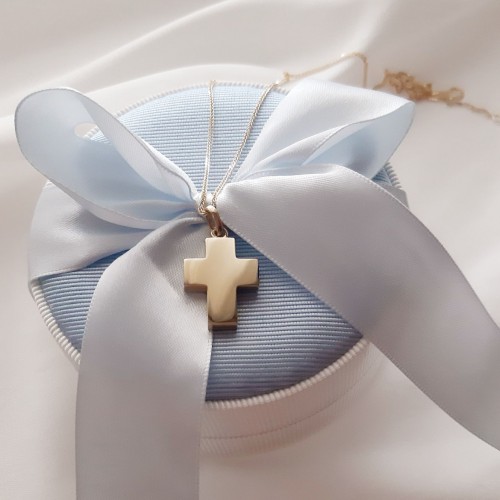 Χρυσός βαπτιστικός σταυρός Κ14 με αλυσίδα