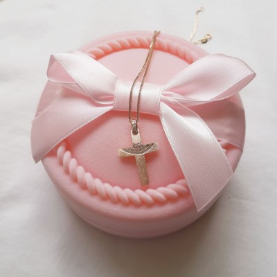 Χρυσός σταυρός βάπτισης αρραβώνα Κ14 με αλυσίδα