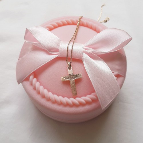 Χρυσός σταυρός βάπτισης αρραβώνα Κ14 με αλυσίδα