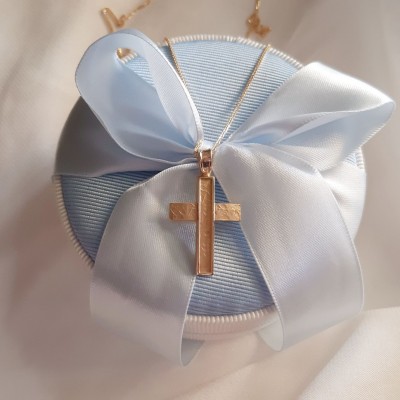 Χρυσός βαπτιστικός σταυρός Κ14 με αλυσίδα