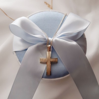 Χρυσός βαπτιστικός σταυρός Κ14 με αλυσίδα