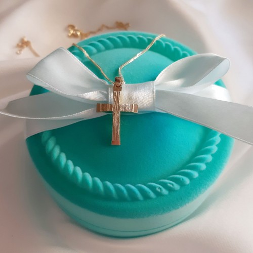 Χρυσός σταυρός Κ14 με αλυσίδα