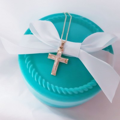 Χρυσός βαπτιστικός σταυρός Κ14 με αλυσίδα