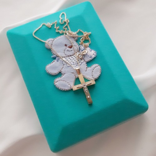 Χρυσός βαπτιστικός σταυρός Κ14 με αλυσίδα