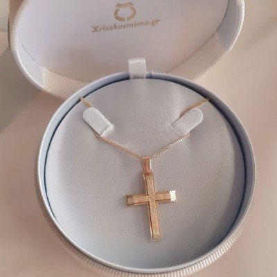 Χρυσός βαπτιστικός σταυρός Κ14 με αλυσίδα