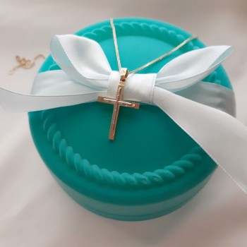 Χρυσός σταυρός Κ14 με αλυσίδα