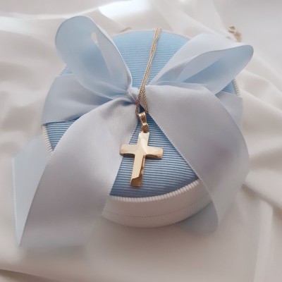 Χρυσός βαπτιστικός σταυρός Κ14 με αλυσίδα