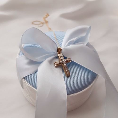 Χρυσός σταυρός Κ14 με αλυσίδα