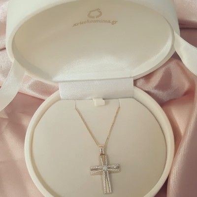 Χρυσός βαπτιστικός σταυρός Κ14 με αλυσίδα