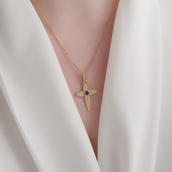 Χρυσός Βυζαντινός σταυρός Κ14 με αλυσίδα