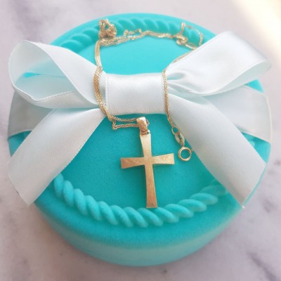 Χρυσός σταυρός βάπτισης αρραβώνα Κ14 με αλυσίδα