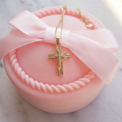 Χρυσός βαπτιστικός σταυρός Κ14 με αλυσίδα