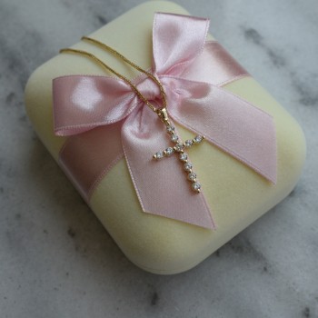 Χρυσός γυναικείος βαπτιστικός σταυρός Κ14 με αλυσίδα