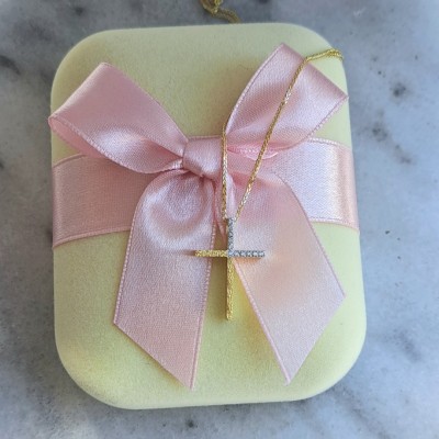 Χρυσός γυναικείος βαπτιστικός σταυρός Κ14 με αλυσίδα