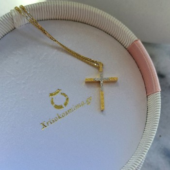 Χρυσός γυναικείος βαπτιστικός σταυρός Κ14 με αλυσίδα