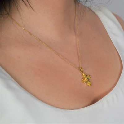 Χρυσός μασίφ Βυζαντινός σταυρός Κ14 με αλυσίδα