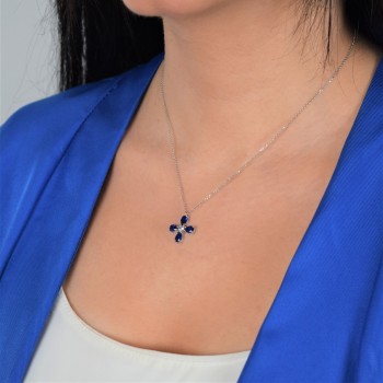 Λευκόχρυσος γυναικείος σταυρός Κ14 με αλυσίδα