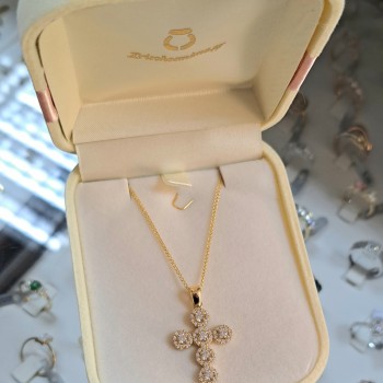 Χρυσός γυναικείος βαπτιστικός σταυρός Κ14 με αλυσίδα