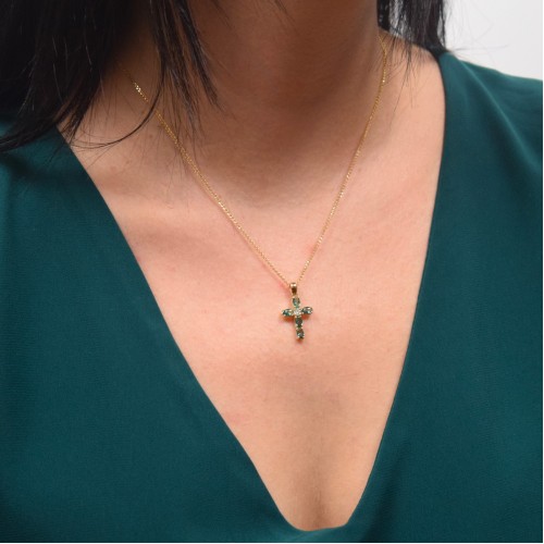 Χρυσός γυναικείος σταυρός Κ14 με αλυσίδα