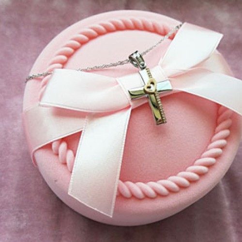 Λευκόχρυσος σταυρός Κ14 με αλυσίδα