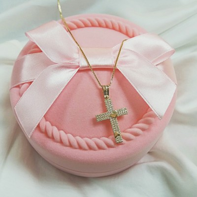 Χρυσός βαπτιστικός σταυρός Κ14 με αλυσίδα