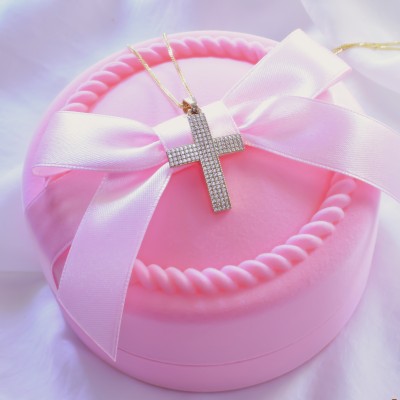 Χρυσός βαπτιστικός σταυρός Κ14 με αλυσίδα