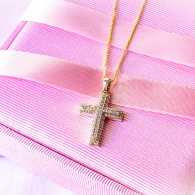 Χρυσός βαπτιστικός σταυρός Κ14 με αλυσίδα