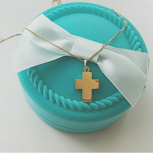 Χρυσός βαπτιστικός σταυρός Κ14 με αλυσίδα