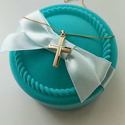 Χρυσός βαπτιστικός σταυρός Κ14 με αλυσίδα