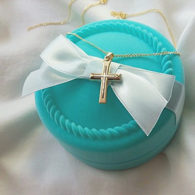 Χρυσός βαπτιστικός σταυρός Κ14 με αλυσίδα